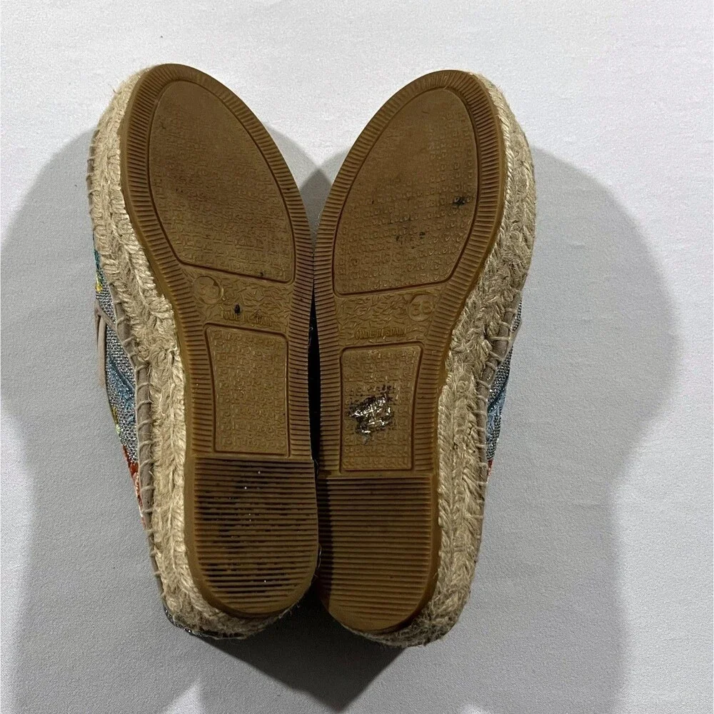 Johnny Was Metallic Floral Embroidered Elysia Espadrilles Platform Shoes Sz 38